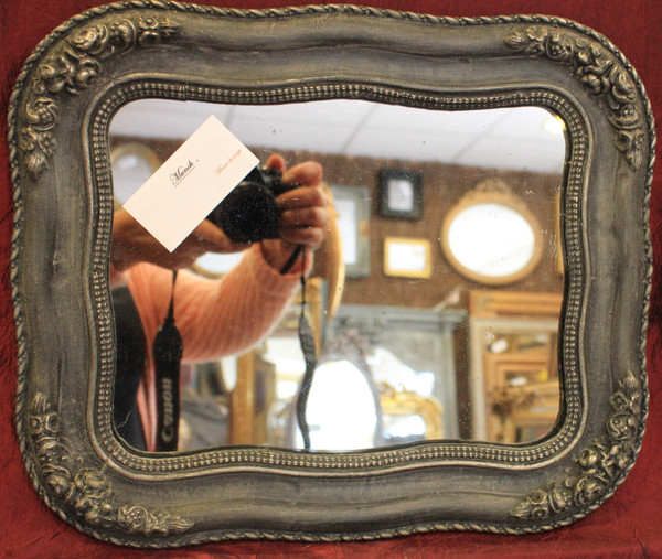 30 X 36 Cm Petit Miroir Ancien Napoléon III, Glace Mercure