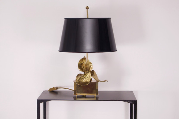 Lampe Anthurium en laiton doré