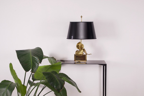 Lampe Anthurium en laiton doré