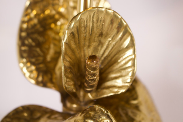 Lampe Anthurium en laiton doré