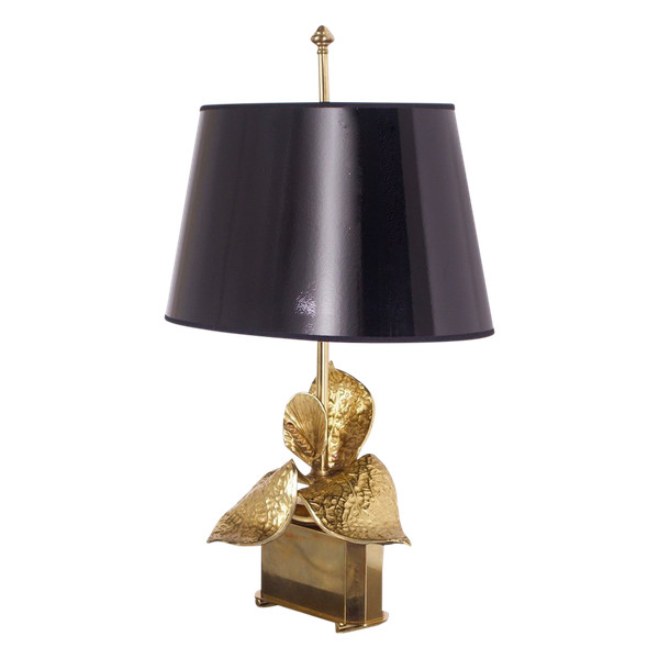 Lampe Anthurium en laiton doré