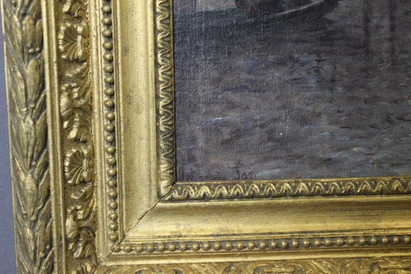 Gondoliers in Venice By Johannes Son , Oil On Canvas