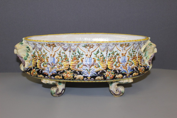 Jardinière En Faïence De Blois Di J. Tortat Fine XIX