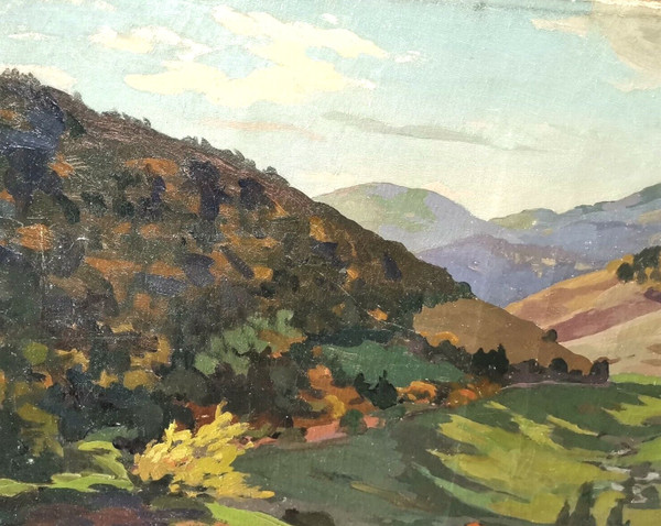 Paesaggio di montagna olio su tela firmato Henri MARCHAL (Nancy, 1878-1942)