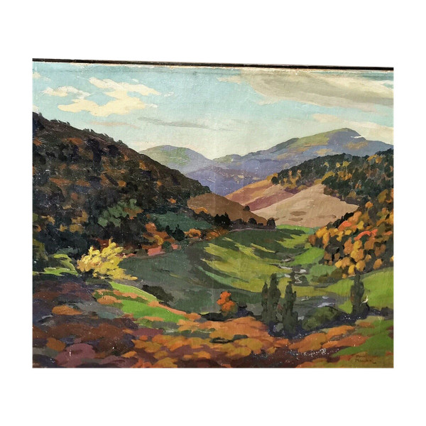 Paesaggio di montagna olio su tela firmato Henri MARCHAL (Nancy, 1878-1942)