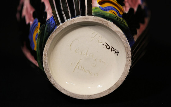 Vase en faïence  Signé"72 DPR Ceridazur Monaco"