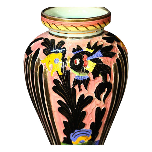 Vase en faïence  Signé"72 DPR Ceridazur Monaco"