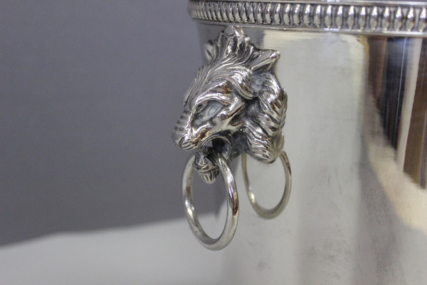 Silver Plated Champagne Bucket With Lions