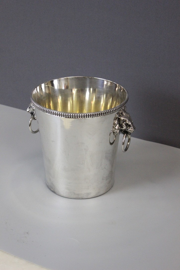 Silver Plated Champagne Bucket With Lions