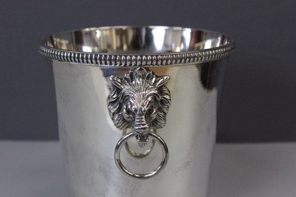 Silver Plated Champagne Bucket With Lions