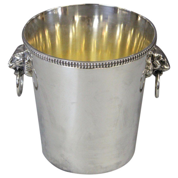 Silver Plated Champagne Bucket With Lions