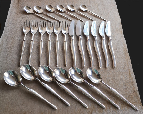 Christofle "Tapio" silver-plated half-cutlery set, 24 pieces (6 individual place settings)