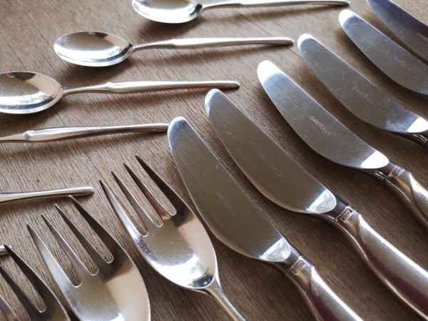 Christofle "Tapio" silver-plated half-cutlery set, 24 pieces (6 individual place settings)