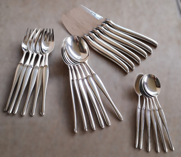 Christofle "Tapio" silver-plated half-cutlery set, 24 pieces (6 individual place settings)