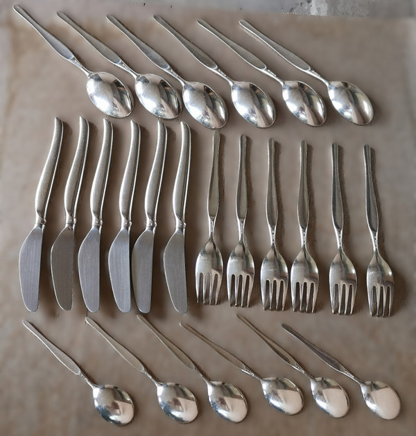 Christofle "Tapio" silver-plated half-cutlery set, 24 pieces (6 individual place settings)