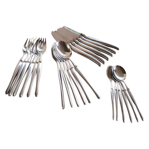 Christofle "Tapio" silver-plated half-cutlery set, 24 pieces (6 individual place settings)