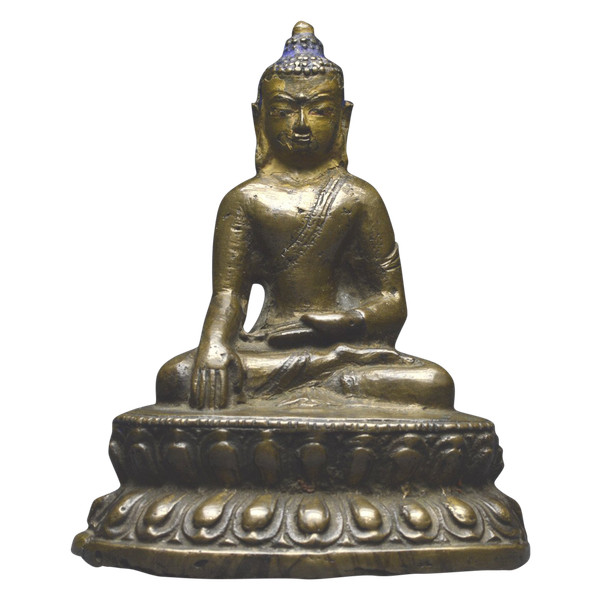Westtibet, XIII.-XIV. Jahrhundert, Buddha-Darstellung aus Bronze mit brauner Patina