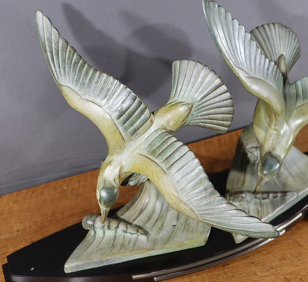Wichtiges Regulativ "Les Mouettes", I.Rochard zugeschrieben, Art Déco - 1940