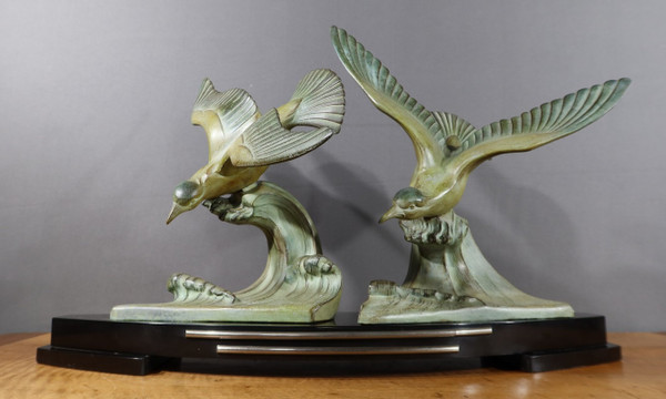 Wichtiges Regulativ "Les Mouettes", I.Rochard zugeschrieben, Art Déco - 1940
