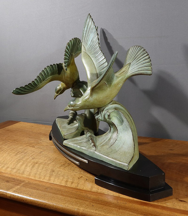 Wichtiges Regulativ "Les Mouettes", I.Rochard zugeschrieben, Art Déco - 1940