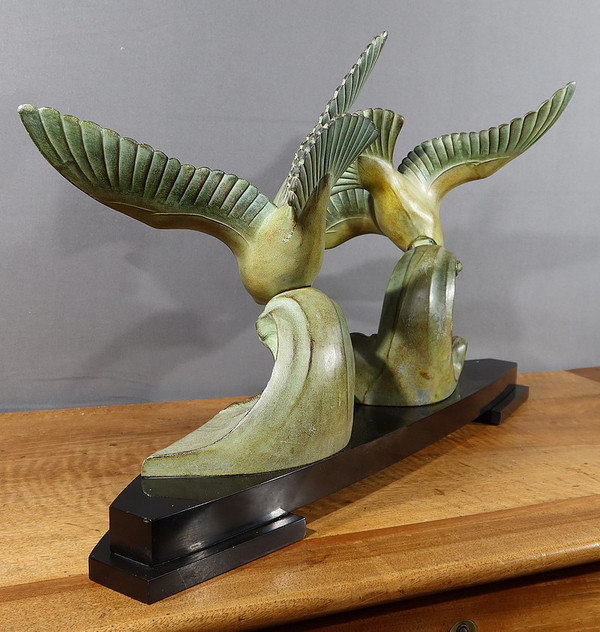 Wichtiges Regulativ "Les Mouettes", I.Rochard zugeschrieben, Art Déco - 1940