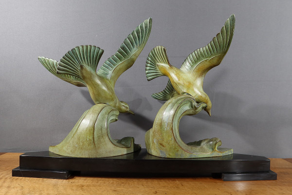 Wichtiges Regulativ "Les Mouettes", I.Rochard zugeschrieben, Art Déco - 1940