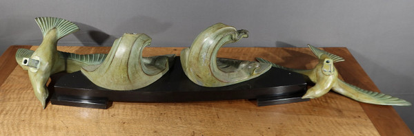 Wichtiges Regulativ "Les Mouettes", I.Rochard zugeschrieben, Art Déco - 1940