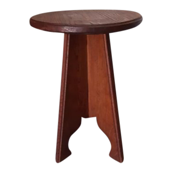 Alter Hocker aus massiver Eiche Volkskunst