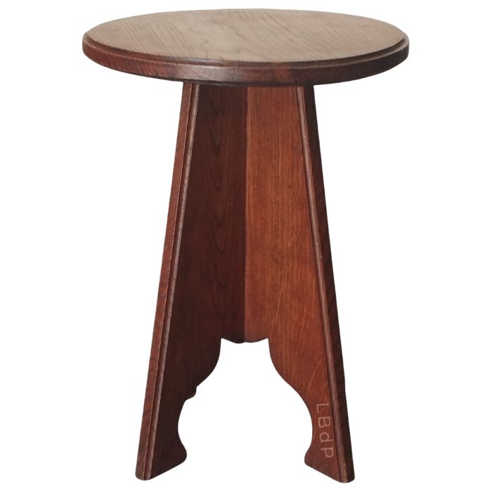 Antique stool in solid oak folk art