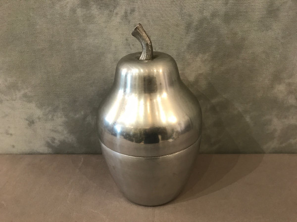 Stainless steel pear-shaped ice bucket circa 1970