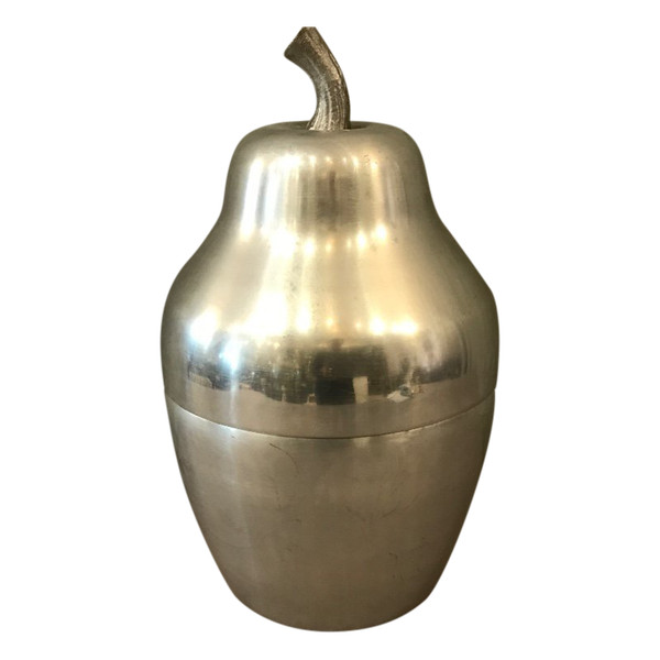 Stainless steel pear-shaped ice bucket circa 1970