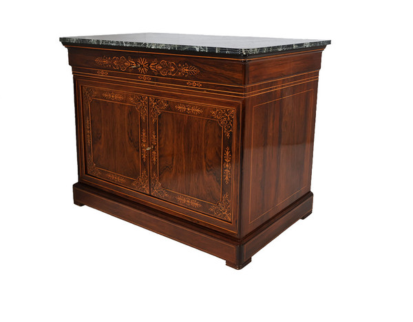 Cassettone d'epoca Carlo X in palissandro con ante