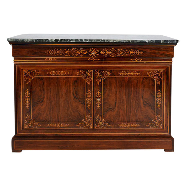 Cassettone d'epoca Carlo X in palissandro con ante