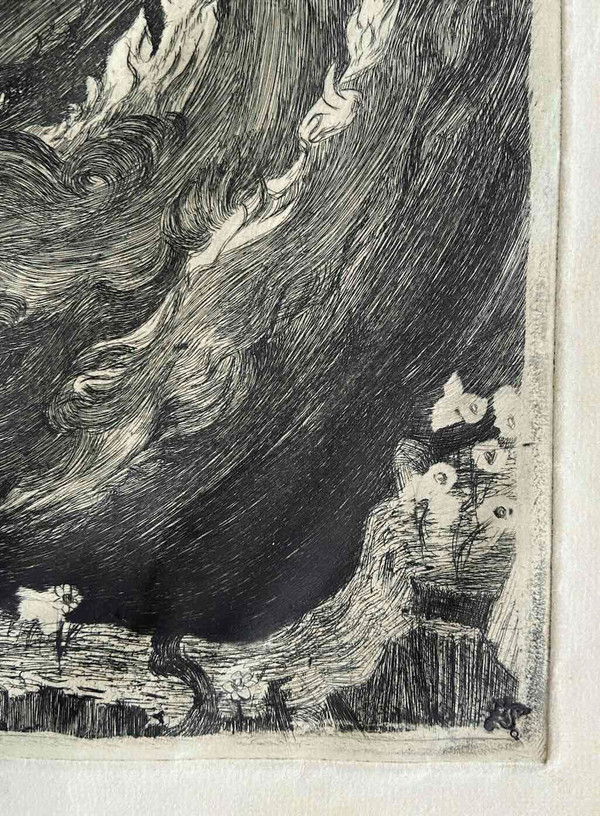 Eau-forte 'L'enlèvement de Proserpine' par Jean-Louis VIARD