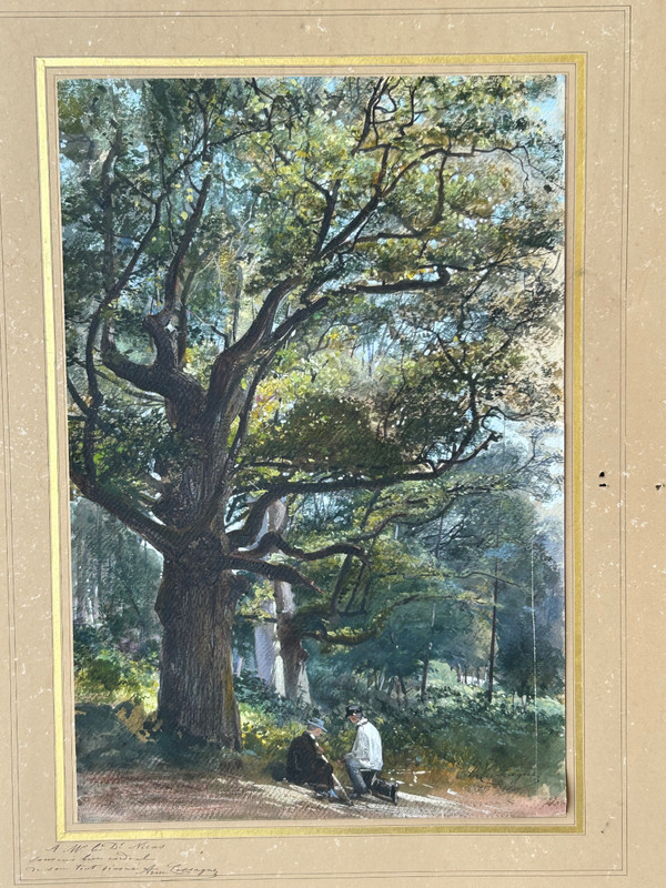 Armand Théophile Cassagne (1823-1907) Aquarelle Vue De La Forêt De Fontainebleau 1866 