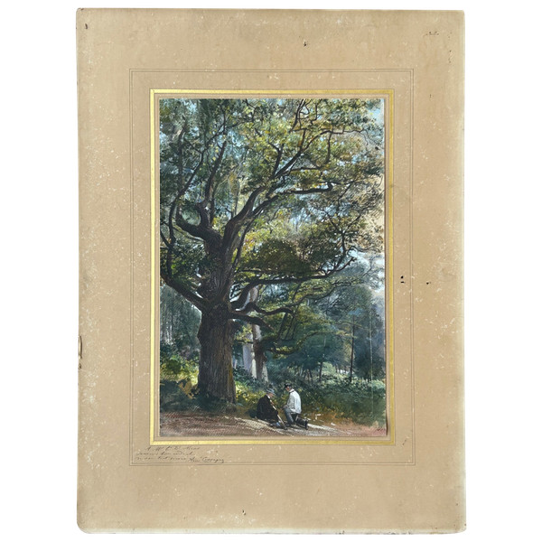 Armand Théophile Cassagne (1823-1907) Aquarelle Vue De La Forêt De Fontainebleau 1866 