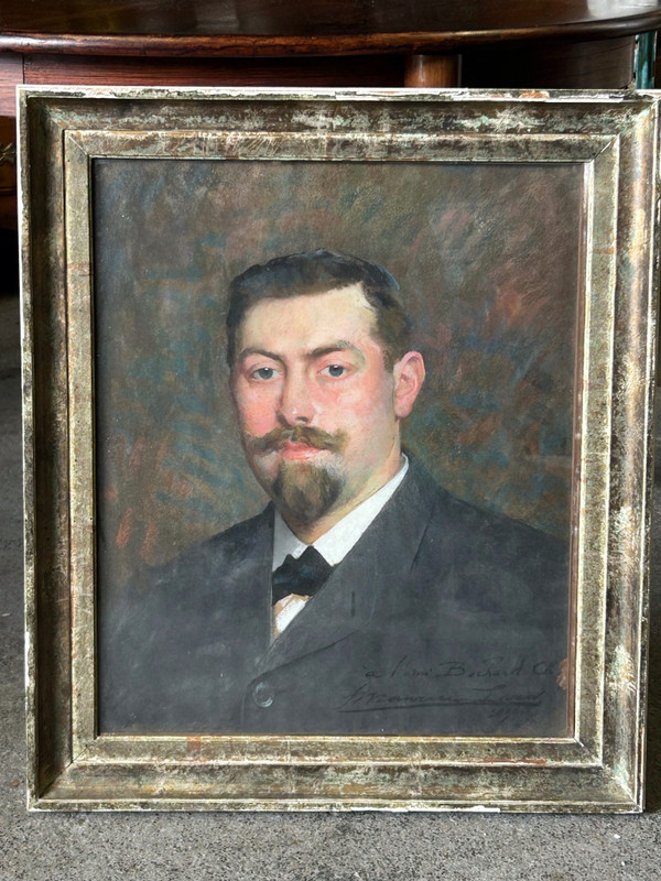 François Maurice Lard (1864-1908) Portrait - Pastel Signed Dated 1904