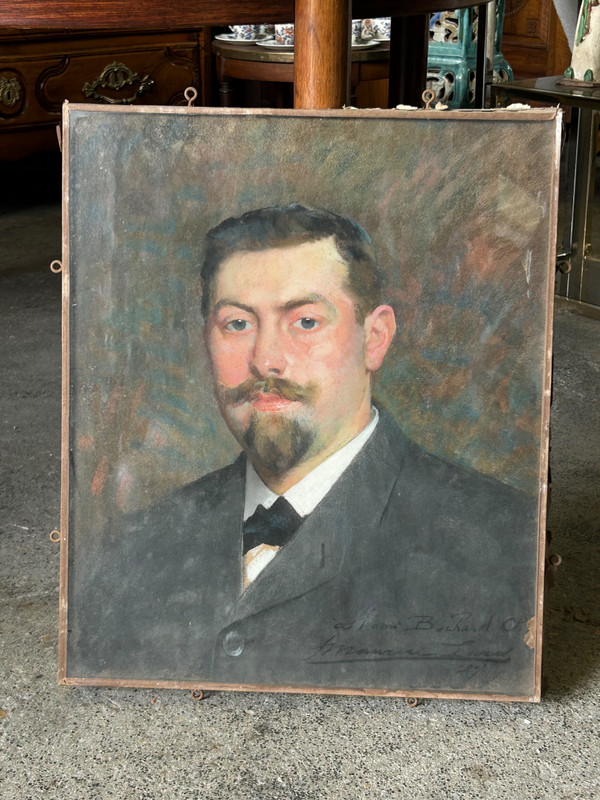 François Maurice Lard (1864-1908) Portrait - Pastel Signed Dated 1904