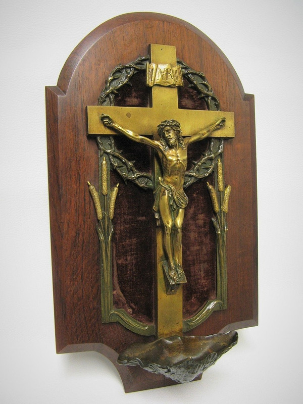19th C. Bronze stoup.
