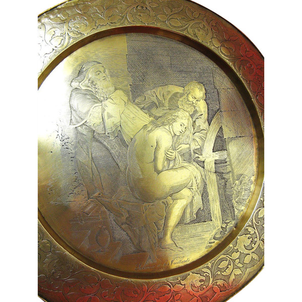 Suzanne Et Les Vieillards De Rubens Cuivre Ciselé XIXe. 