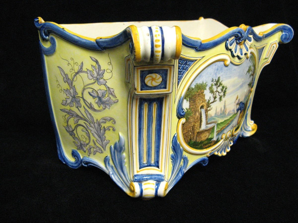 Sarreguemines Jardinière En Faïence 1880 Décor 652