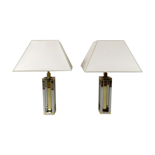 Pair of 70's lamps in the Willy RIZZO style
