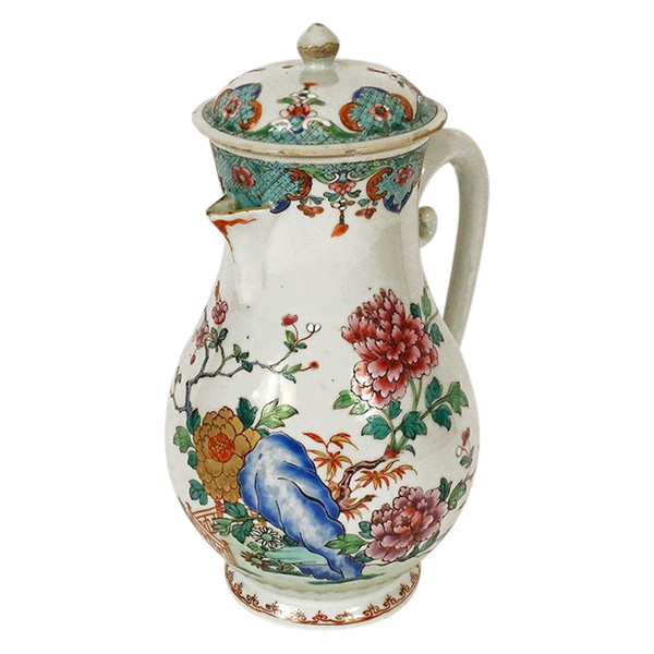 Verseuse Couverte Porcelaine Chine Compagnie Indes Famille Verte Kangxi 18è