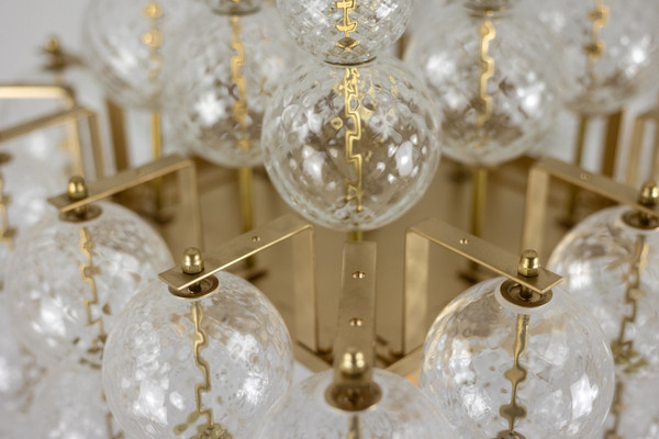 Chandelier in blown glass and gilded brass. 1970s. LS59391508H