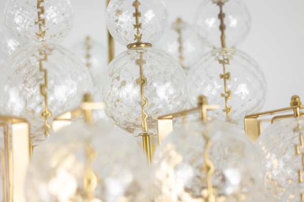 Chandelier in blown glass and gilded brass. 1970s. LS59391508H