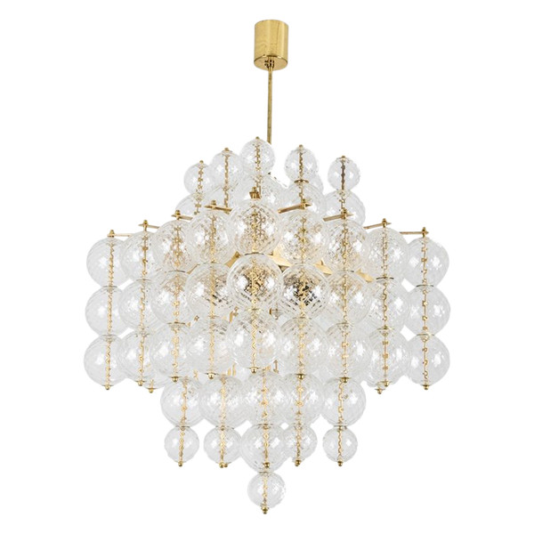 Chandelier in blown glass and gilded brass. 1970s. LS59391508H