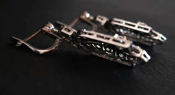 Platinum and Diamond Art Deco Earrings.