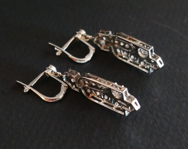 Platinum and Diamond Art Deco Earrings.