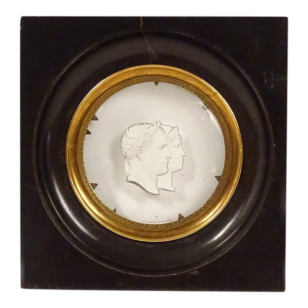 Profiles Napoleon Joséphine Desprez Empire Cristallo-cérame Miniature 19th century