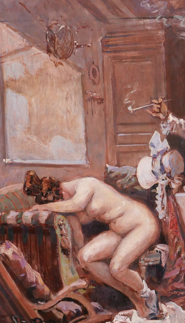 Georges CONRAD 1874-1936 Der Aufbruch des geliebten Mannes auf eine Reise, Gemälde, um 1900